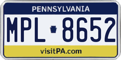 PA license plate MPL8652