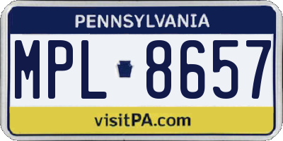 PA license plate MPL8657