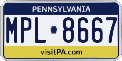 PA license plate MPL8667