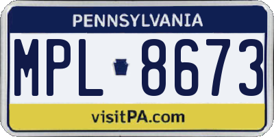 PA license plate MPL8673