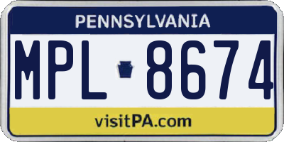 PA license plate MPL8674
