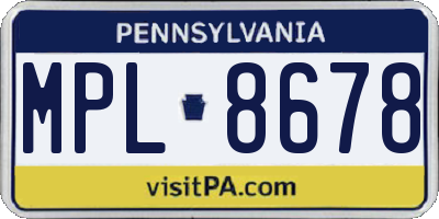 PA license plate MPL8678