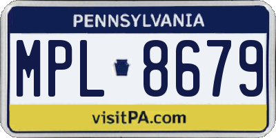 PA license plate MPL8679