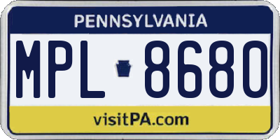 PA license plate MPL8680