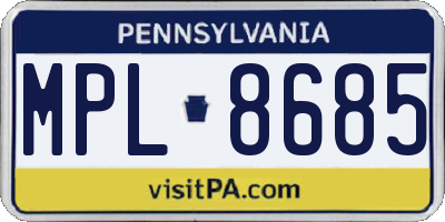 PA license plate MPL8685