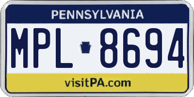 PA license plate MPL8694