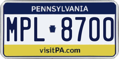 PA license plate MPL8700