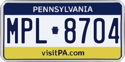 PA license plate MPL8704