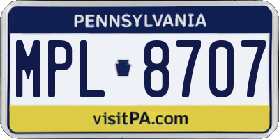 PA license plate MPL8707