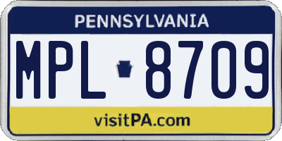 PA license plate MPL8709