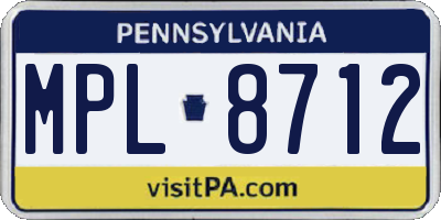 PA license plate MPL8712