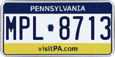 PA license plate MPL8713