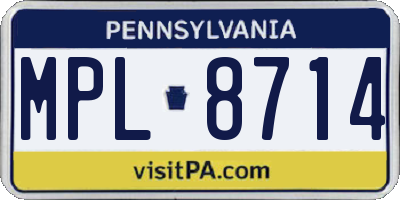PA license plate MPL8714
