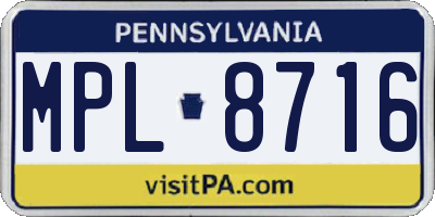PA license plate MPL8716
