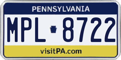 PA license plate MPL8722