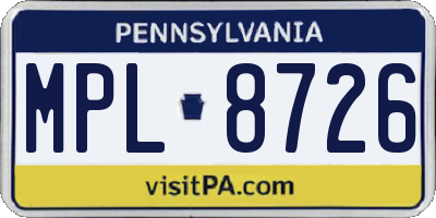 PA license plate MPL8726