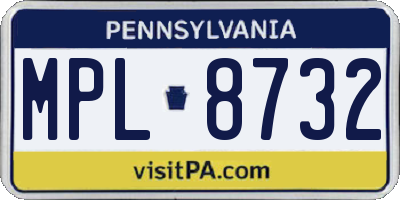 PA license plate MPL8732
