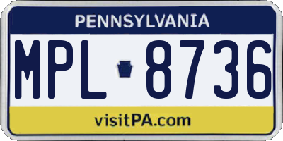 PA license plate MPL8736