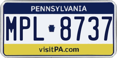 PA license plate MPL8737