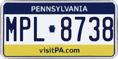 PA license plate MPL8738