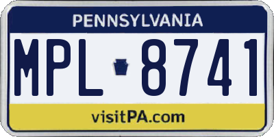 PA license plate MPL8741