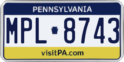 PA license plate MPL8743