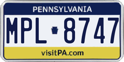 PA license plate MPL8747