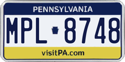 PA license plate MPL8748