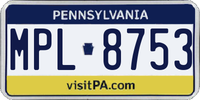 PA license plate MPL8753