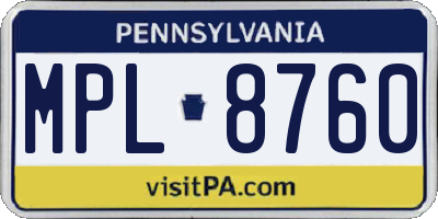 PA license plate MPL8760
