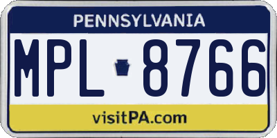 PA license plate MPL8766