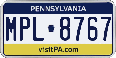 PA license plate MPL8767