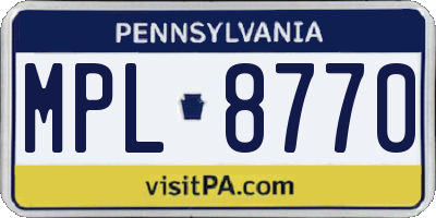 PA license plate MPL8770