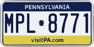PA license plate MPL8771