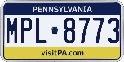 PA license plate MPL8773
