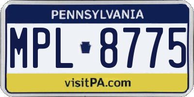 PA license plate MPL8775