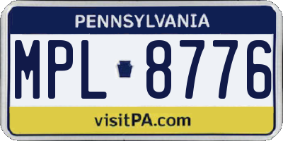 PA license plate MPL8776