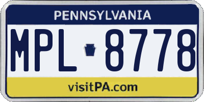 PA license plate MPL8778