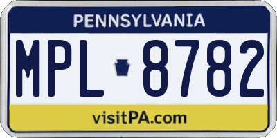 PA license plate MPL8782