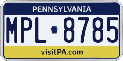 PA license plate MPL8785