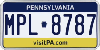 PA license plate MPL8787