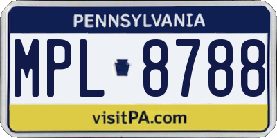 PA license plate MPL8788
