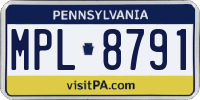 PA license plate MPL8791