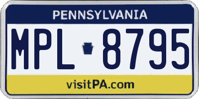 PA license plate MPL8795