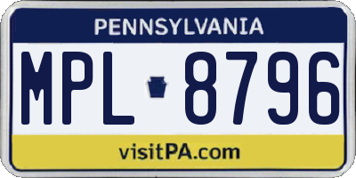 PA license plate MPL8796