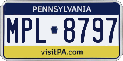 PA license plate MPL8797