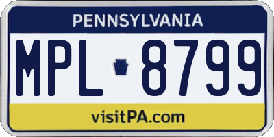 PA license plate MPL8799