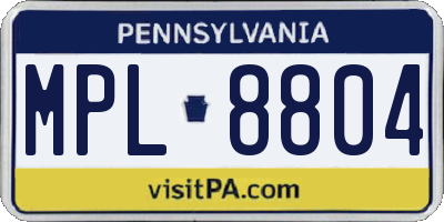 PA license plate MPL8804