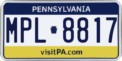 PA license plate MPL8817