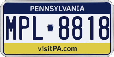 PA license plate MPL8818